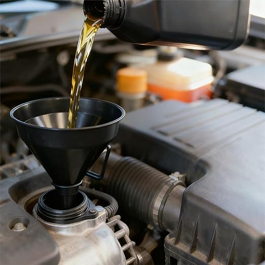 5 Pcs Plastic Oil Funnels for Automotive Use Set, Large Flexible Fuel Funnel, Wide Mouth Fuel Funnels with Detachable Spout and Filter for Water, Gasoline, Coolant, Engine Oil Transfer