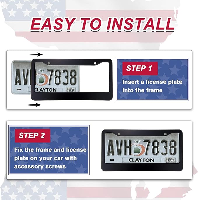 Matte Black License Plate Frames - Airxwills License Plate Covers, 2 Packs Universal Aluminum Tag Frame for License Plate for Front and Rear Car Tag.