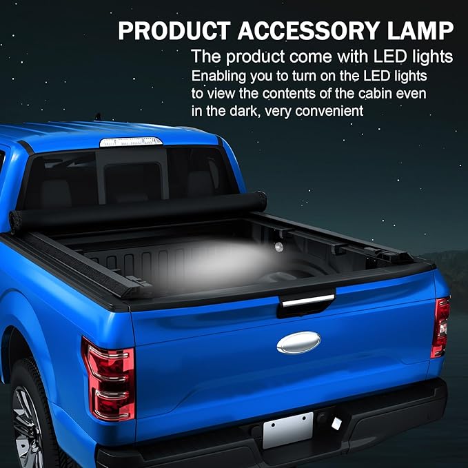 Soft Roll-Up Truck Bed Tonneau Cover Compatible with 2007-2013 Chevy Silverado GMC Sierra 6.5FT Bed