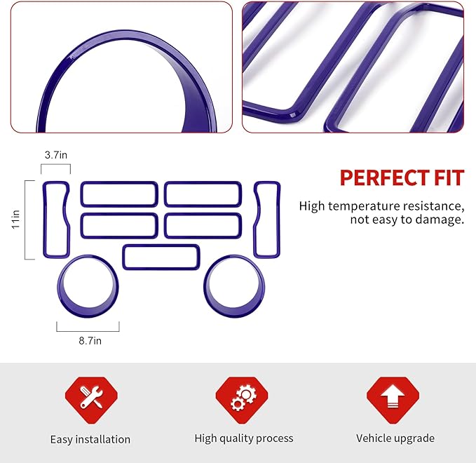 Jimen for 2024 Jeep Wrangler 4xe Grill Inserts, 9PCS Headlight Cover & Grille Insert Compatible with Jeep Wrangler JL JLU 2024+, NOT FIT JL Sport/Sport S (Purple)