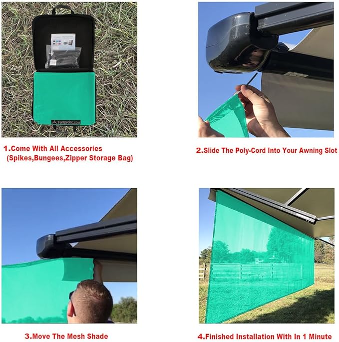 Tentproinc RV Awning Shade Screen 6'X17'3'' Gift Blue Mesh Sunshade Camping Trailer UV Sun Blocker Complete Kits - 3 Years Limited Warranty