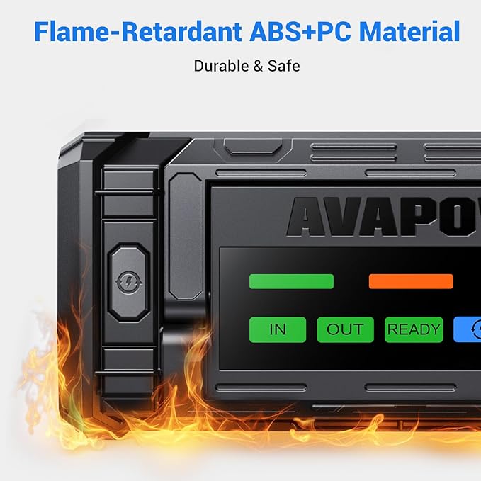 AVAPOW TJ68 10000A Battery Jump Starter Portable with 4" HD Display PD 65W Dual-Way Fast Charging,12V Jump Box, Car Battery Jump Starter for All Gas & Up to All Diesel Engines