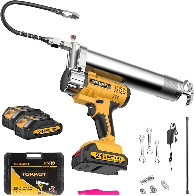 Electric Grease Gun–10,000 PSI Cordless Grease Gun Kit with 2 Batteries,21” Flexible Hose, Variable Speed Trigger & LED Light–Compatible with Ma-Kita 18V/21V Batteries