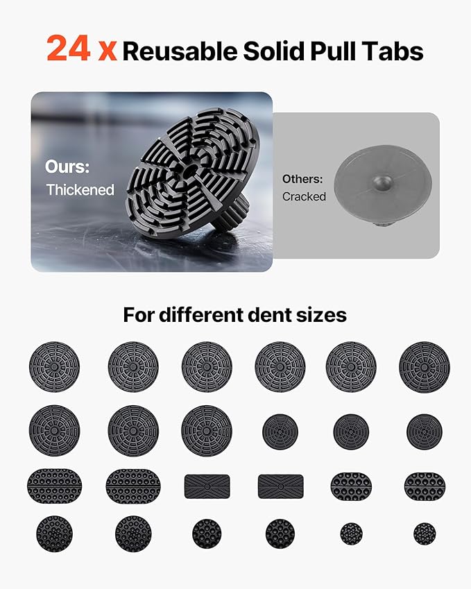 VEVOR Dent Puller Kit, 60 PCS Paintless Dent Removal Kit with Golden Lifter, Bridge Puller, Rubber Hammer, Glue Gun, Auto Body Hail Damage Repair Remover Tools for Car Refrigerator Door Ding Repair