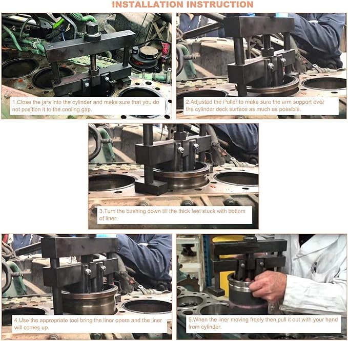 PT-6400-C Universal Cylinder Liner Puller Diesel Engine Cylinder Liner Removal Tool For Mack Cummins Cat On Wet Liner from 3-7/8” To 6-1/4” Bore Replace To pt-6400-c,M50010-B,3376015