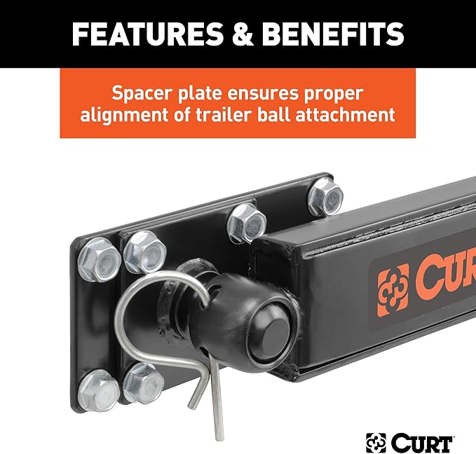 CURT 17062 Round Bar Weight Distribution Hitch with Integrated Lubrication and Sway Control, Up to 10K, 2-in Shank, 2-5/16-Inch Ball