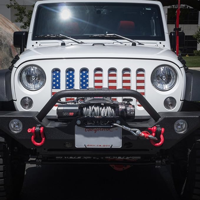 Xprite Grill Mesh Insert American Flag Matte Aluminum Alloy Mesh Grille Grid Compatible with 2007-2018 Jeep Wrangler JK JKU
