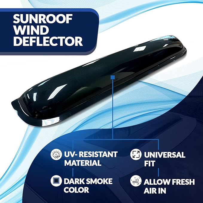 Sunroof Wind Deflector Car Sunroof Cover Compatible with 1998-2004 Dodge Intrepid | Waterproof Moonroof Auto Window Deflectors Visor Thickness 1.4mm 880mm 34.6" | Dark Smoke | Set of 1