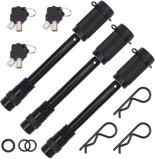 79833 Keyed Alike 5/8" Trailer Hitch Lock with Extra Long 4-1/2" Span, Double Safety Tow Hitch Locking Pin for 3" Receivers and Adjustable Channel Mounts, 3-Pack
