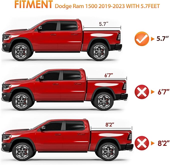 Nilight Soft Roll Up Truck Bed Cover Compatible with Ram 1500 2019 2020 2021 2022 2023 2024 2025 New Body Style,5.7ft