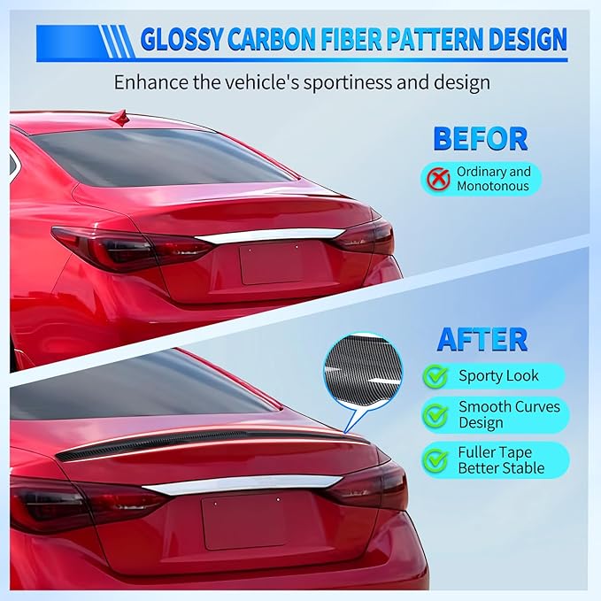 Nilight Spoiler Fit for Infiniti Q50 4 Door Sedan 2014 2015 2016 2017 2018 2019 2020 2021 2022 2023 2024 Spoilers for Cars Rear Spoiler Wing ABS Rear Trunk Lip Accessories, Carbon Fiber Pattern Black