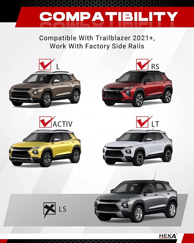 260lb Roof Rack Cross Bars Fit for Chevy Trailblazer 2021-2026 L LT ACTIV RS with Side Rails Heavy Duty Aluminum Cargo Carriers Bikes Surfboards Kayaks