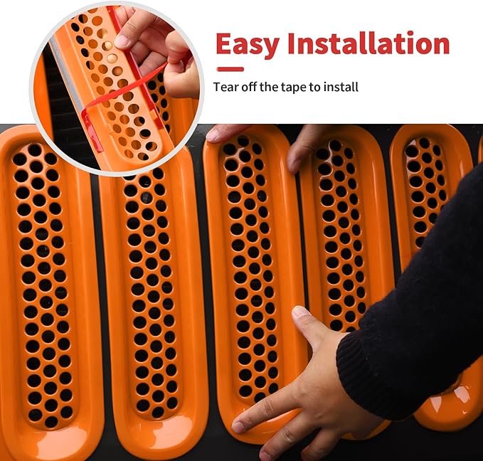 Mesh Grill Insert Grille Inserts Cover Fit for 2007-2018 Jeep Wrangler JK JKU(Orange)