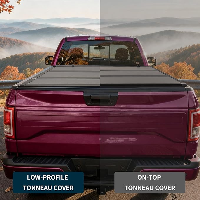 OEDRO Low-Profile Hard Tri-Fold Tonneau Cover Compatible with Toyota Tundra 2022 2023 2024 2025 2026 (Excl. Trail) 5.5ft Bed with Deck Rail System, One-Handed Quick Release, Drainage Design