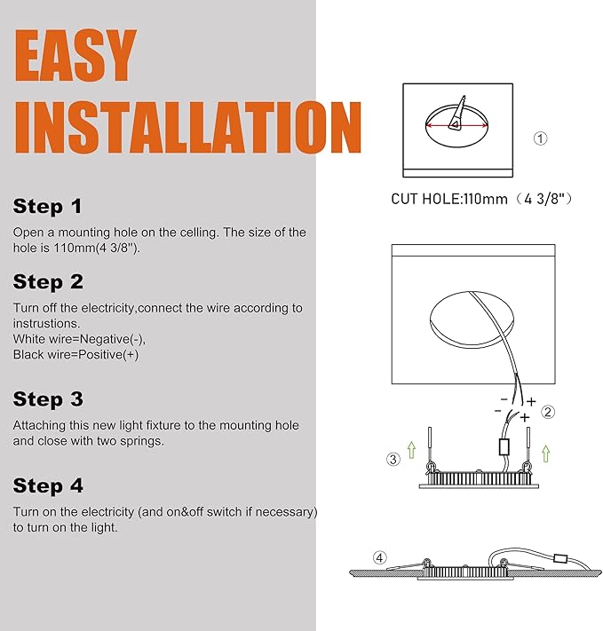 Facon 4.5Inch 12V RV LED Puck Light, 6Packs Aluminum Slim Recessed Mount Light, 3200K Warm White, 12Volts DC Interior Light for RV, Camper, Motorhome, Fifth Wheel, Trailer, Boat