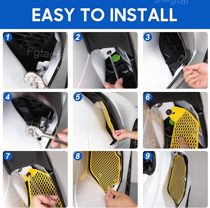 Side Intake Grill Guards Mesh Compatible with Chevrolet Corvette C8 2020-2025, Stainless Steel Side Radiator Guards Grille Vents Insert Mesh Accessories, 2Pcs (Yellow)