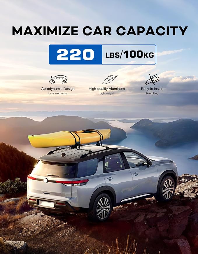 Roof Rack Cross Bars 220lbs Compatible with Nissan Pathfinder 2022 2023 2024 2025 SV SL Platinum with Raised Side Rails,Heavy Duty All-Metal Aluminum Roof Rails Crossbars Cargo Canoe