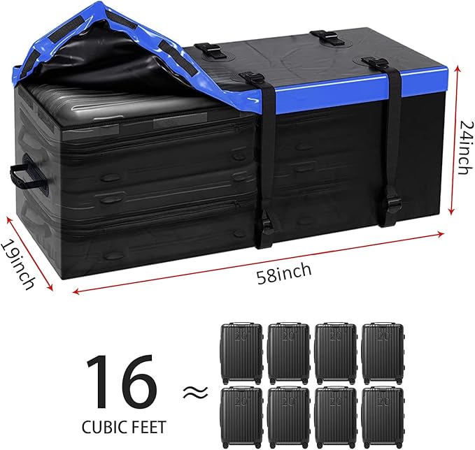 FORWODE 60x20x6 Hitch Carrier for 2 Inch Receiver, 500LB Capacity Hitch Mount Rack with Folding Cargo Basket, Rust-Resistant Coat, Includes Cargo Bag