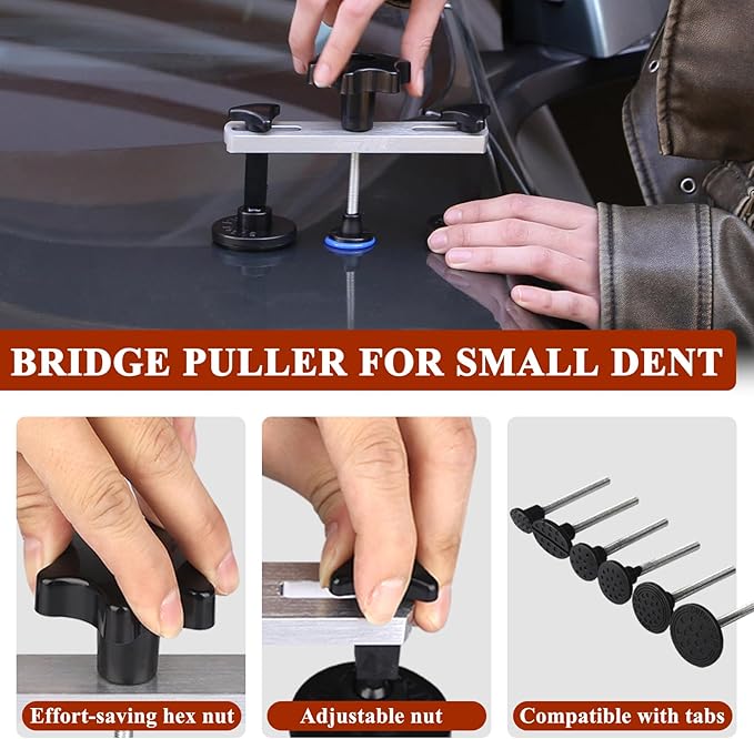 VEXTRO Car Dent Puller Kit, Dent Remover Tool for Car Dent Repair with High Adhesive Puller Tabs & Glue Sticks,100W Hot Glue Gun,Dent Refector Board, Suction Cups, Paintless Dent Removal Kit for Auto