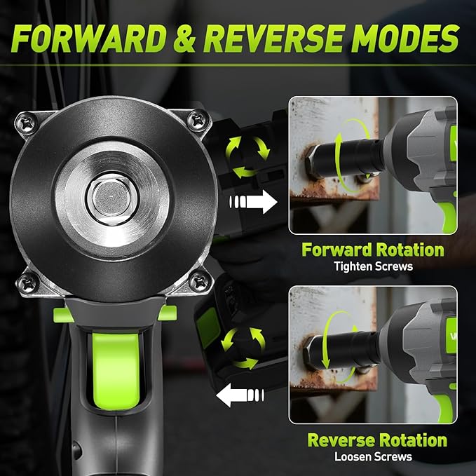 Cordless Impact Wrench 1/2 Inch: Brushless 1/2 Impact Gun Kit - Max 1200N.m (885ft-Lbs) High Torque Impact Driver for Car Tire, Mower, 20V 4Ah Battery, 3-Speed, 4 Socket, LED Light