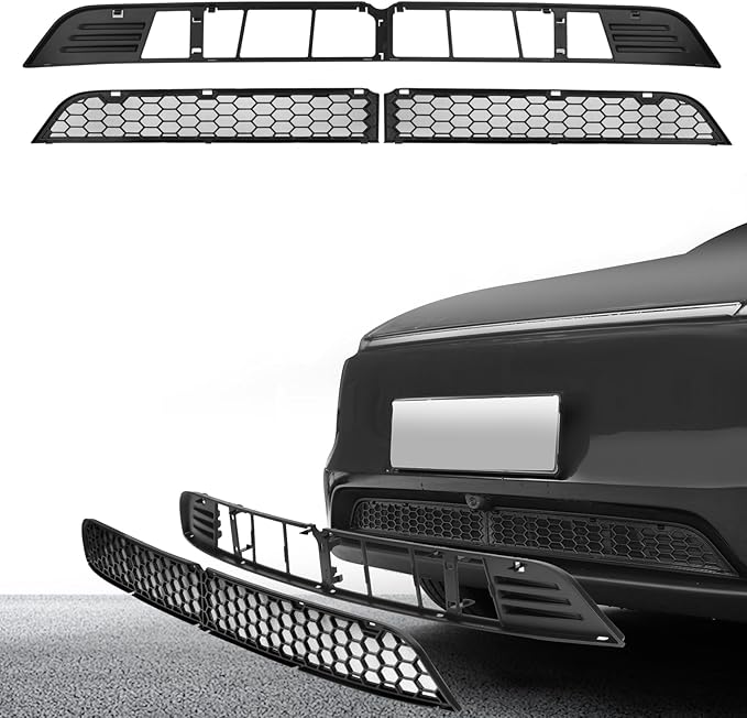 Grille Mesh Insert for Tesla New Model Y Juniper 2025-2026, Front Air Inlet Vent Grille Cover Guard with Insect Protection, Replacement for Model Y Accessories Detachable Black