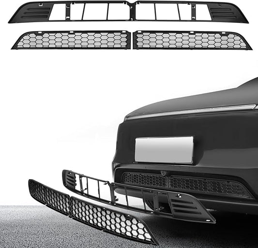 Grille Mesh Insert for Tesla New Model Y Juniper 2025-2026, Front Air Inlet Vent Grille Cover Guard with Insect Protection, Replacement for Model Y Accessories Detachable Black