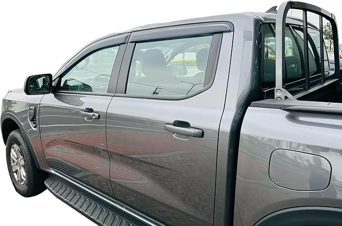 2024-2026 Tape-On Rain Guards for Ford Ranger Side Window Visor Deflectors XL XLT Lariat Raptor Tinted Shades 2025