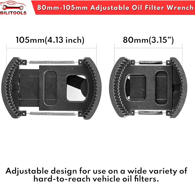 BILITOOLS Universal Oil Filter Wrench Removal Tool Adjustable, 80-105mm (3.15-4.13 inch), 1/2" Drive