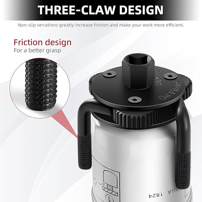 Oil Filter Wrench Adjustable, Universal Oil Filter Removal Tool, Oil Filter Change Set 2-1/2 to 4 inch & 2-3/4 to 5-1/8 inch, 1/2" Drive for Removing Motorcycles Cars Trucks