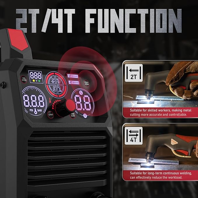 YESWELDER CUT-65DS PLUS Plasma Cutter, 65Amp 110V/220V Non-High Frequency Non-Touch Pilot Arc 4-In-1 Plate Cutting/Grid Cutting/Gouging/Marking Multifunctional Plasma Cutting Machine