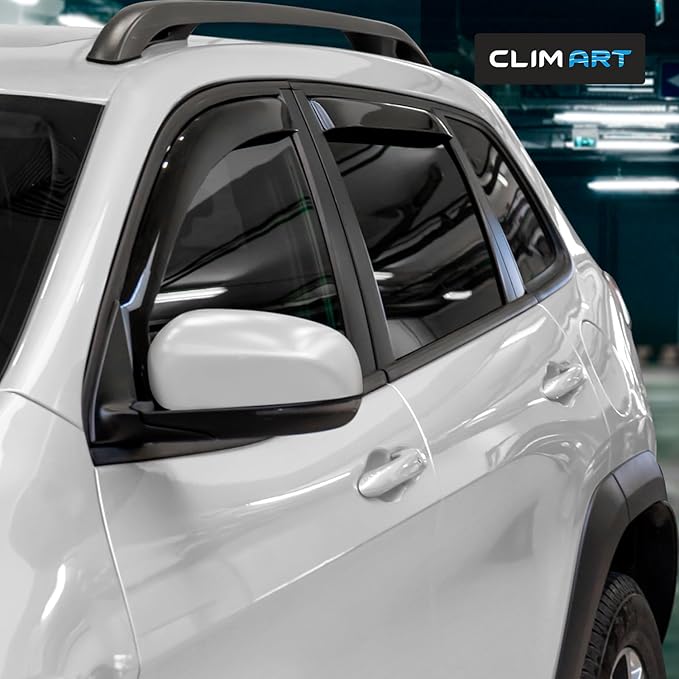 CLIM ART in-Channel Incredibly Durable Rain Guards for Jeep Cherokee 2014-2023, Dark Smoke Car Accessories, Vent Window Visors, Vent Deflector, Original Window Deflectors, 4 pcs - 614031