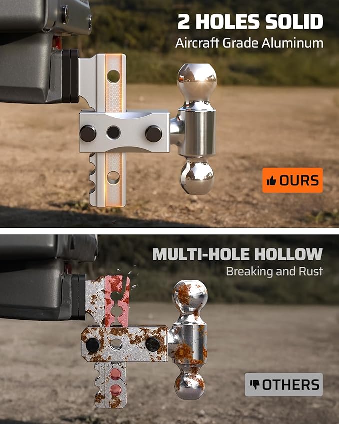 Ehaho Adjustable Trailer Hitch, Drop Hitch 2 Inch Receiver with 6 Inch Drop/Rise for Truck 12,500 LBS GTW, Waterproof Double Anti-Theft Locking Hitch Pins