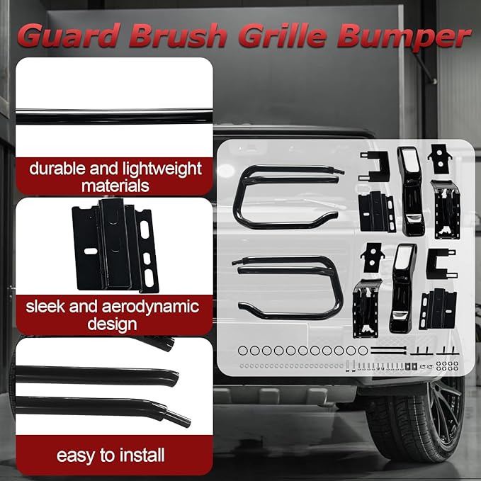 Guard Brush Grille Bumper Compatible with Mercedes W464 G500 G63 AMG 2019 2020 2021 2022, Front black Guard