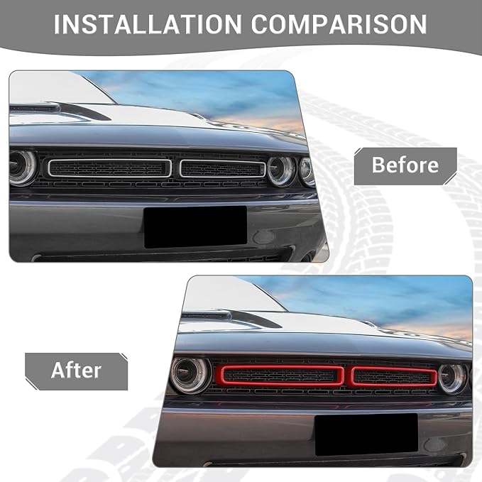 for Challenger Front Grill Mesh Grille Inserts Trim Cover Red Compatible with Dodge Challenger 2015-2023 Red Exterior Accessories 2pcs