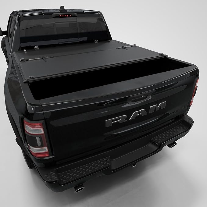 Low Profile Tri-fold Truck Bed Tonneau Cover Compatible with 2009–2026 Dodge Ram 1500 New Body Style Only (Excl. Classic Body) | 5'7" (67.4") Bed Without Ram Box | CFLPX011