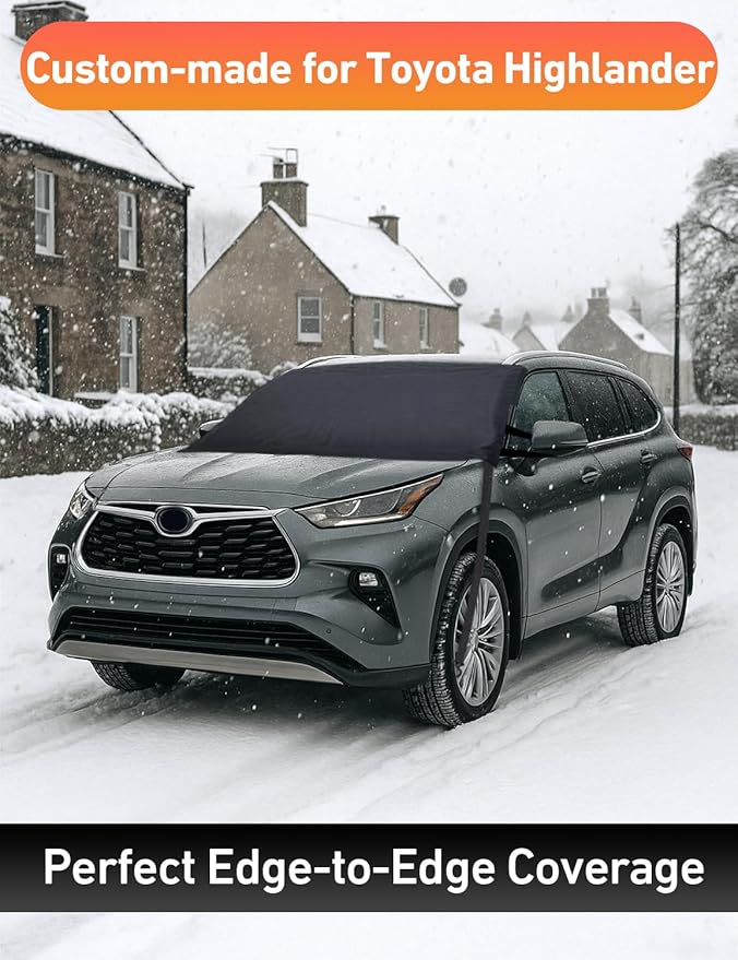EcoNour Car Snow Cover Compatible for Highlander| Windshield Cover for Ice and Snow with S-Hook Straps | Heavy-Duty 600D Oxford Winter Car Cover, Waterproof & Anti-Slip