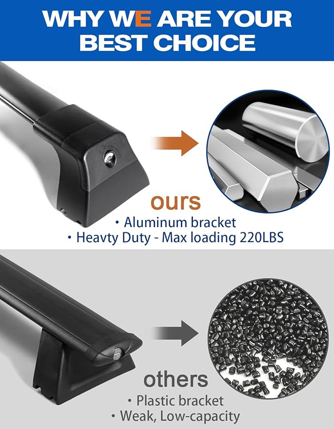 Heavy Duty 260lbs Lockable Roof Rack Cross Bars Compatible with Jeep Grand Cherokee 2011-2021 (with Grooved Side Rails), All-Metal Aluminum Crossbars Rooftop Cargo Bag Kayak Luggage