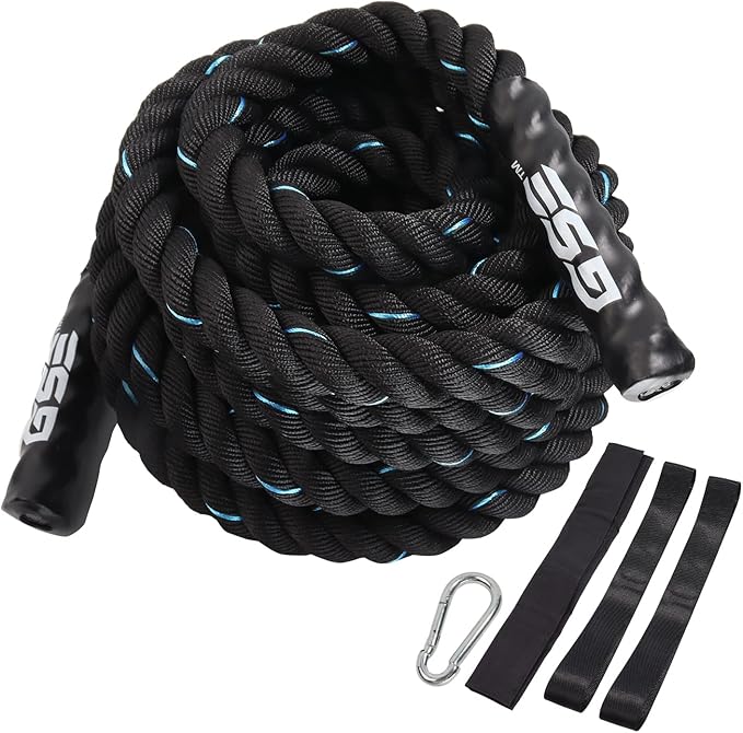 GSE Games & Sports Expert Gym Battle Rope, Heavy-Duty Workout Ropes for Indoor & Outdoor Workout, Exercise Rope for Strength Training - 30,40,50 Feet Lengths Available