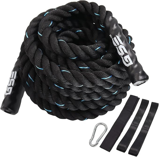 GSE Games & Sports Expert Gym Battle Rope, Heavy-Duty Workout Ropes for Indoor & Outdoor Workout, Exercise Rope for Strength Training - 30,40,50 Feet Lengths Available