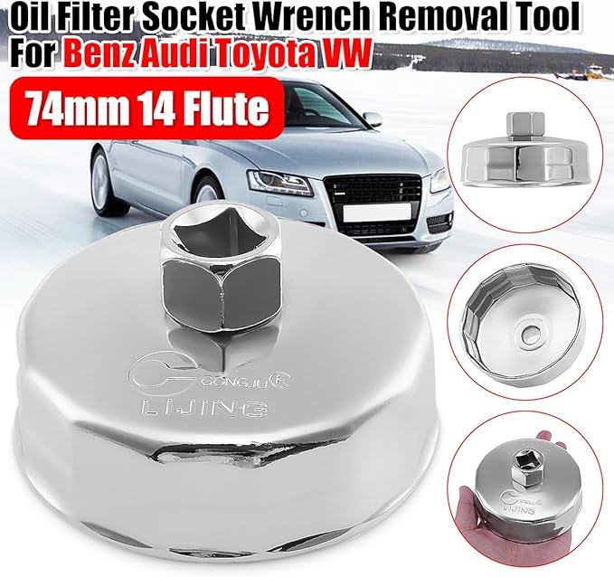 74mm 14 Flutes Oil Filter Socket Wrench Cup Cap Removal Tool for Audi Toyota VW