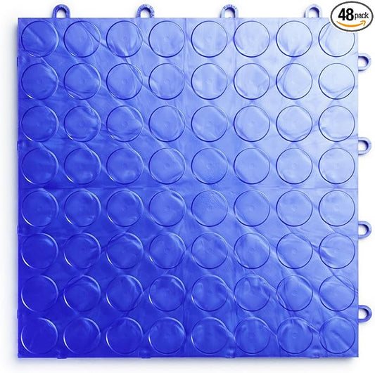 RaceDeck CircleTrac, Interlocking Non-Slip Garage Flooring Tile, Durable, Modular, Heavy-Duty Copolymer, Easy Install (Royal Blue, 48 Pack of 12 x 12" Tiles)
