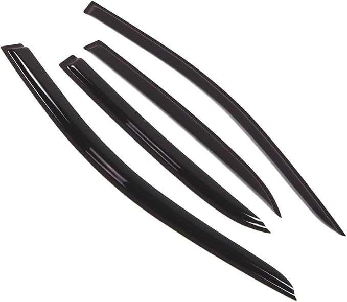Tuningpros WD2-210 Dark Smoke 4 Pcs Set Window Visor (Outside Mount) Deflector Rain Guard Compatible with 2003-2007 Honda Accord Sedan