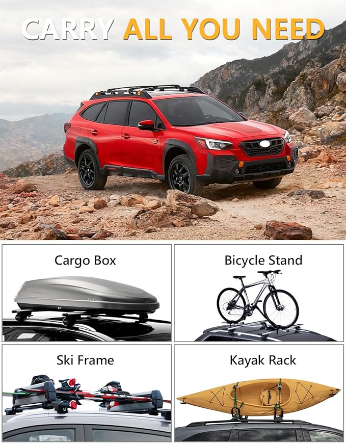 Tuyoung 300lbs Roof Rack Cross Bars Compatible with Subaru Outback Wilderness 2022-2026 (Only Fit Wilderness), Lockble Heavy Duty Aluminum Roof Crossbars Rooftop Luggage Racks