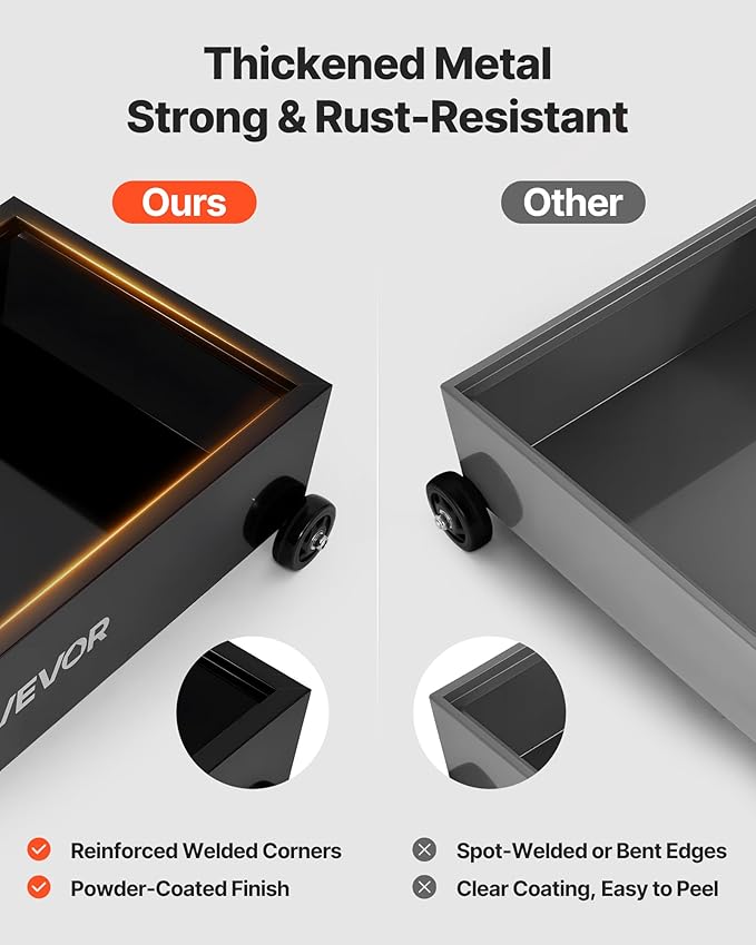 VEVOR Low Profile Oil Drain Pan, 25 Gallon Capacity, Rolling Oil Drain Pan with Manual Pump, 7.2 ft Hose & T Folding Handle, Leak-Proof & Corrosion-Resistant, Fit for Cars, SUVs, Trucks, ATVs, Black