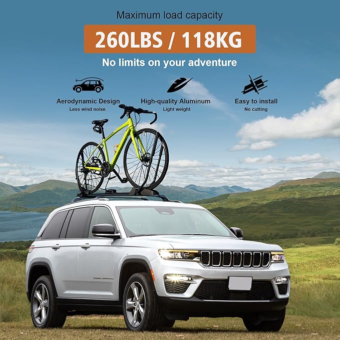 Roof Rack Cross Bars Compatible with Jeep Grand Cherokee L 2021-2026 and 2022-2026 Grand Cherokee WL, Heavy Duty 260lb Aluminum Crossbar Racks Roof Rail Rooftop Luggage Canoe