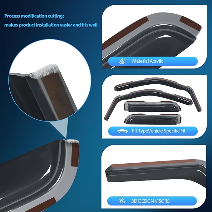 Nilight in Channel Rain Guards for Ford F150 2004 2005 2006 2007 2008 2009 2010 2011 2012 2013 2014 Super Cab Original Window Deflectors,Vent Window Visors-4PCS