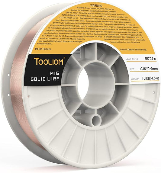 TOOLIOM ER70S-6 .035"(0.9 mm) Mild Steel MIG Solid Welding Wire on 10-Pound Spool Compatible with TL-200M Pro and TL-250M Pro