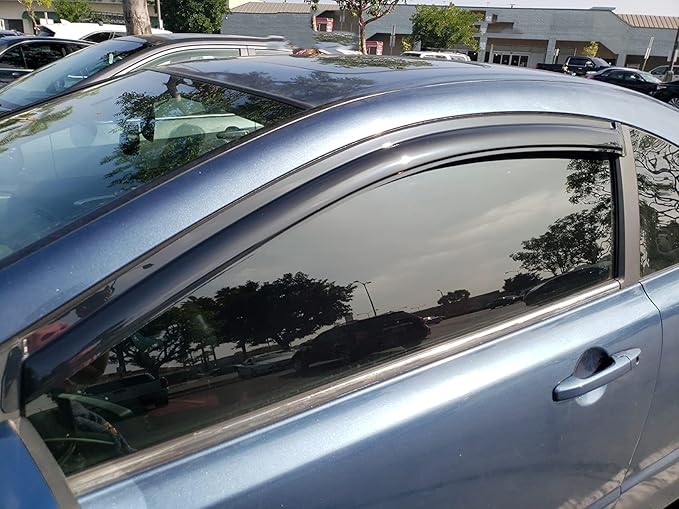 Original 2pcs Window Shade, Outside Mount Tape-On Rain Guards Set, Nice Side Window Visors Compatible with 2006-2011 Civic 2-Door Coupe Only 92410