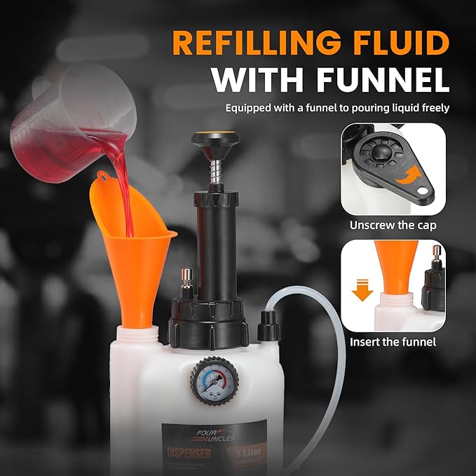 FOUR UNCLES 3L Transmission Fluid Pump - Manual Fluid Transfer Pump with 13 pcs Metal ATF Adapters for Automotive Use, Transmission Fluid Transfer Pump kit