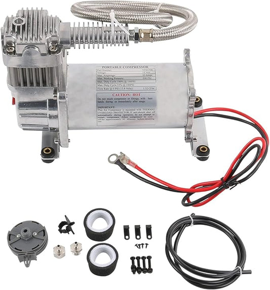 12V 444C 200 PSI Chrome Air Compressor for Auto/Motorcycle